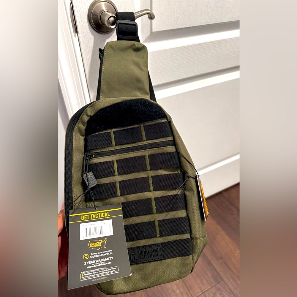 Highland Tactical EXPO Molle Webbing Crossbody Bag Adjustable Sling Bag - Green